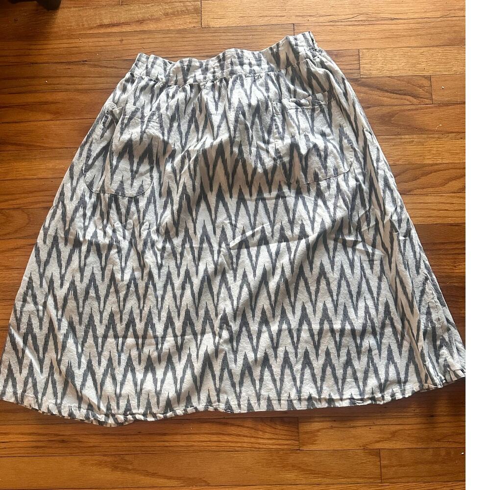 Passion Jilie Gray White Ikat Chevron Top Pocket Casual Boho Women’s M